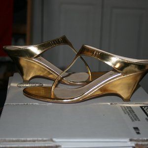 Gold thong Prada sandles